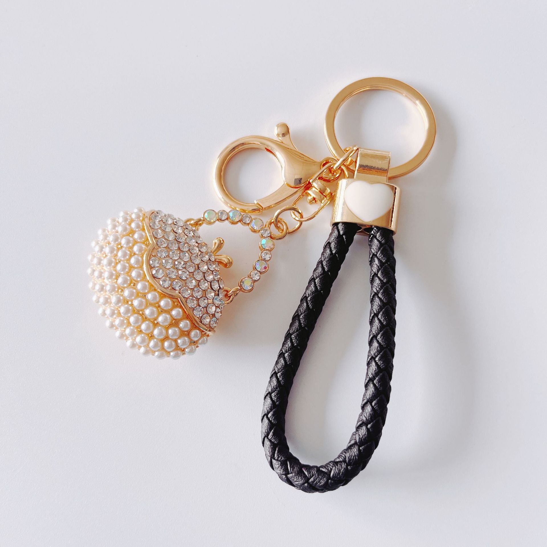 Wholesale Rhinestone Pearl Handbag Metal Keychain